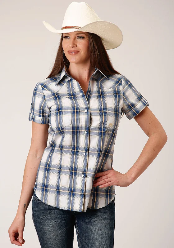 Sneak Peek Sale Roper Womens Blue 100% Cotton Denim Ombre S/S Shirt