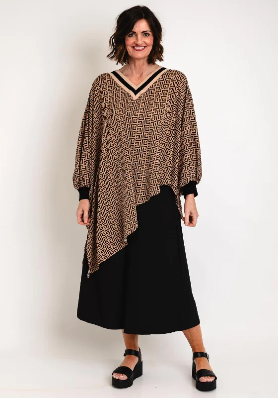 Factory Direct Sale Malissa J One Size Greek Key Top, Camel