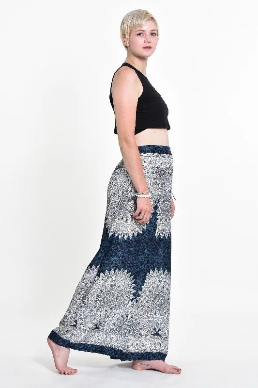 Big Savings Womens Marble Mandalas Palazzo Pants in Indigo