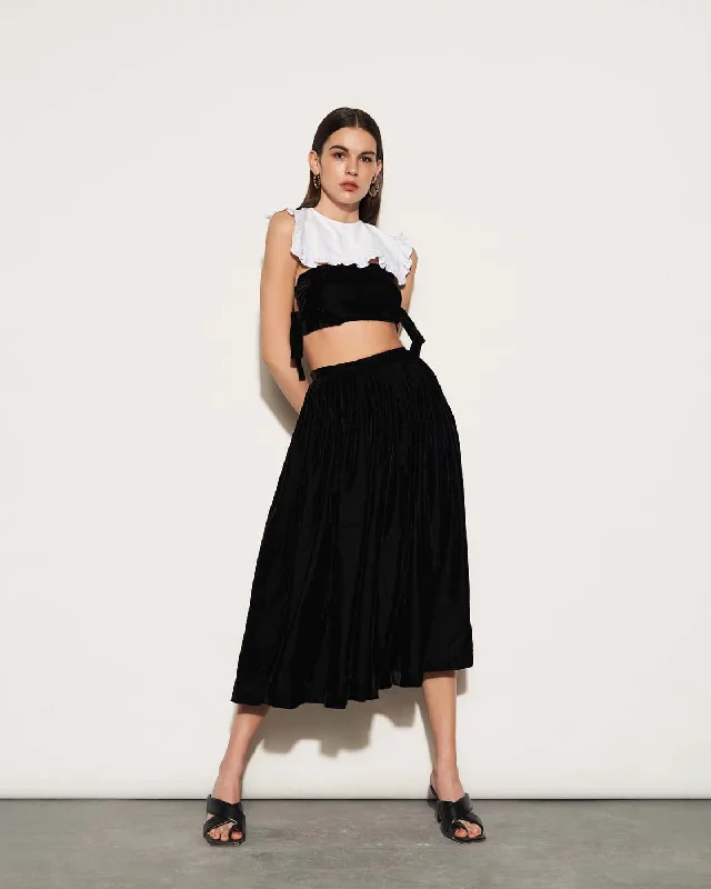 Savings Event VELVET TIE-UP BLOUSE WITH DETACHABLE WHITE COLLAR