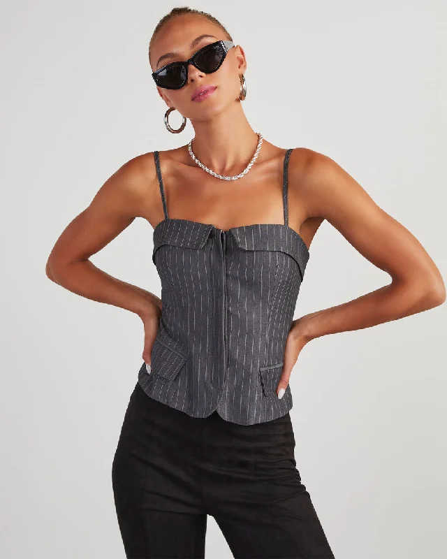 Buy More, Save More Annie Pinstripe Button Front Bustier Top