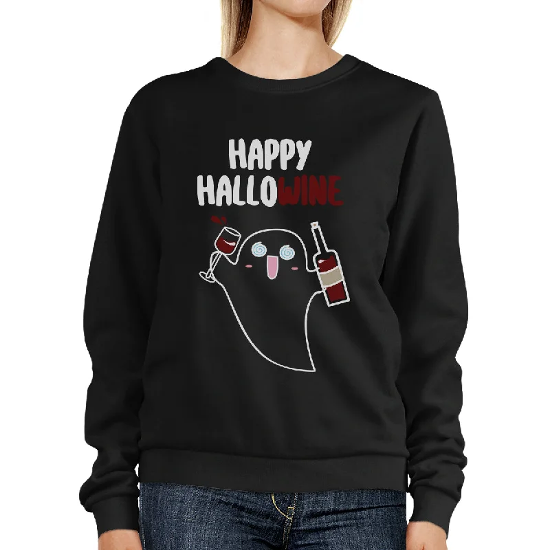 Happy Hallowine Ghost Wine Black SweatShirt