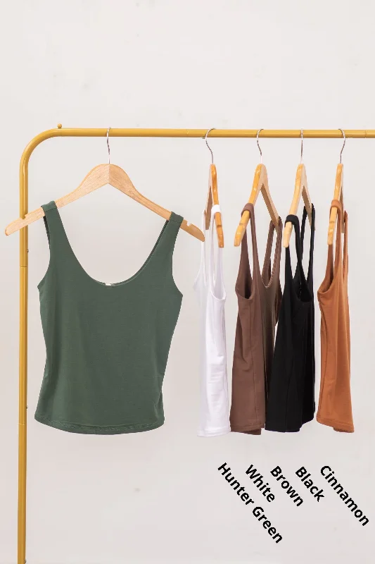 YEAR-End Sale Basic Double Layer Scoop Neck Tank Top