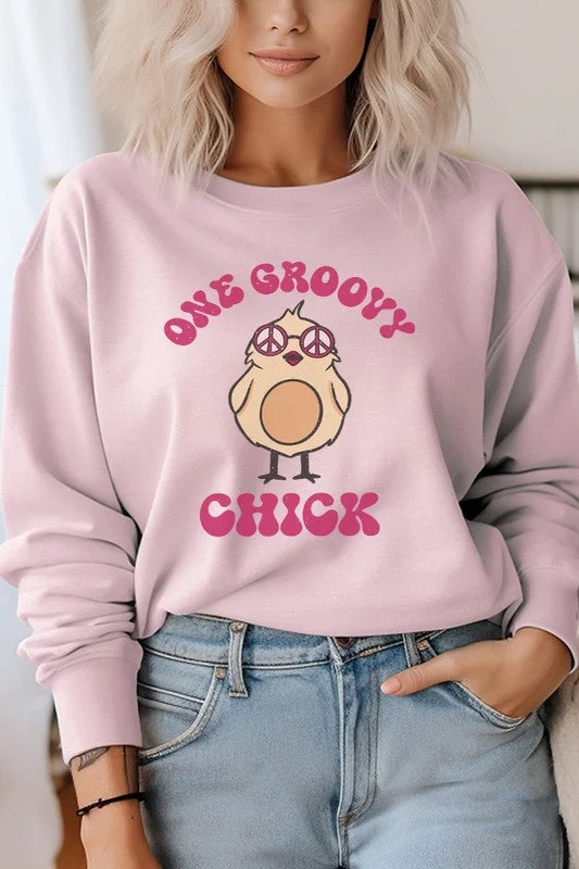 Closeout Easter One Groovy Chick Graphic Sweatshirt