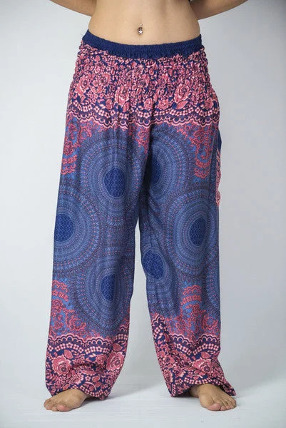Act Now Unisex Geometric Mandalas Harem Pants in Blue