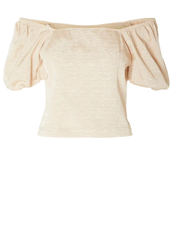 Weekend Bargains to Relish Selected Femme Firmina Puff Sleeve Top, Sandshell
