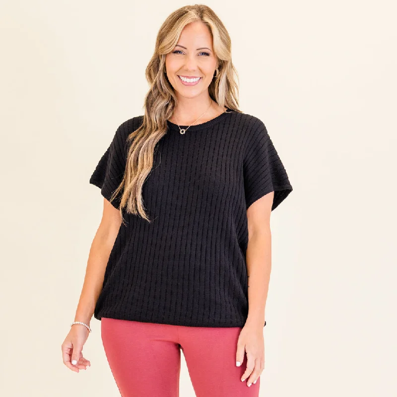 Weekend Offers That Tempt Ribbed Staple Sweater, Black