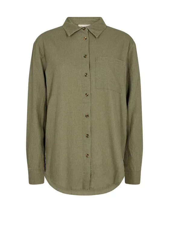 Weekend Discounts Worth Grabbing Freequent Lava Linen Shirt, Deep Lichen Green