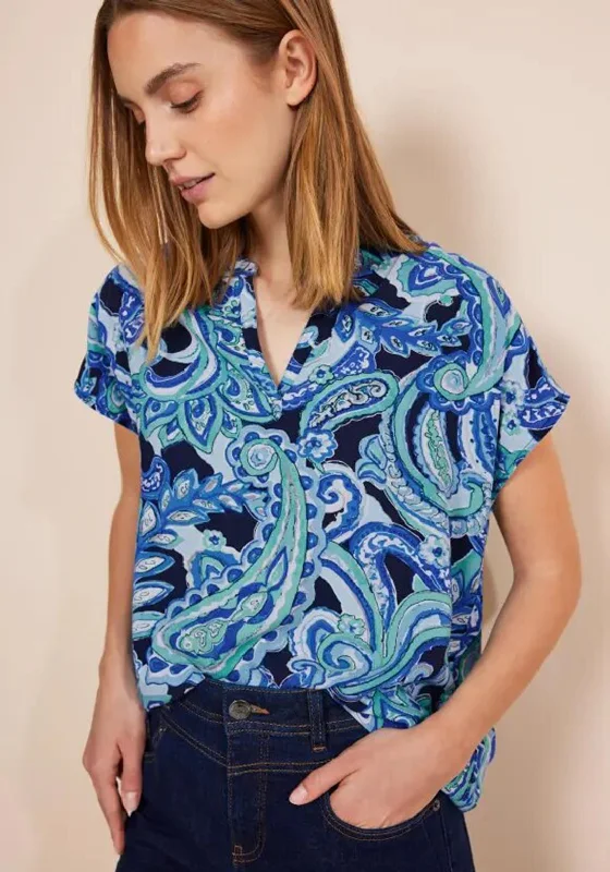 Weekend Savings Sensation Street One Paisley Print Blouse, Intense Aqua