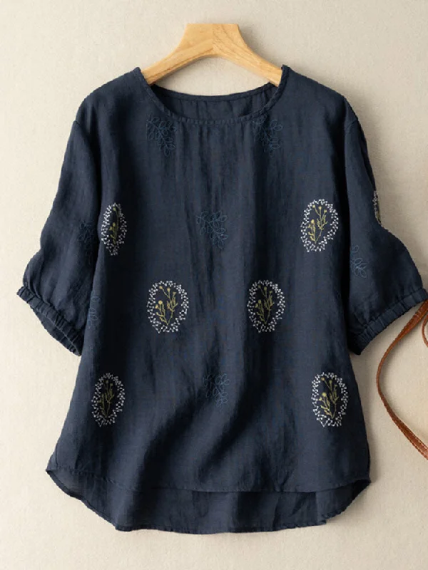 Weekend Specials to Enjoy Blue long top-tunic with embroidery work for women