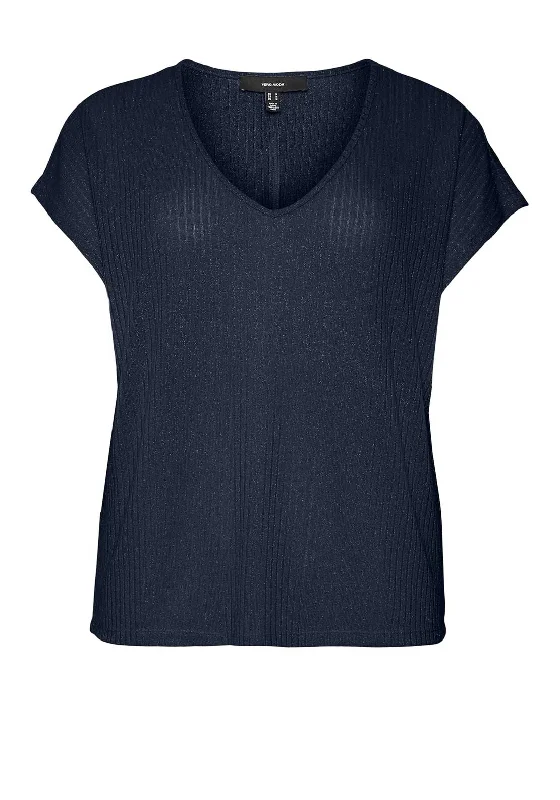 Weekend Deals to Make You Happy Vero Moda Curve Selina Metallic Rib Knit Top, Navy Blazer
