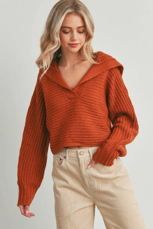 Deal of the Day Drama Collar V-Neck Sweater