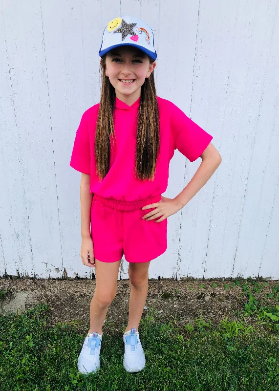 Mega Sale Pink - Girls Soft Scuba Hoodie Pullover and Shorts Set