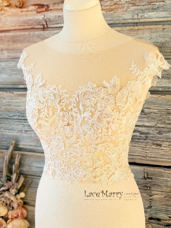 Discount Deals BJANKA #1 / Lace Bolero with Illusion Sweetheart Neckline