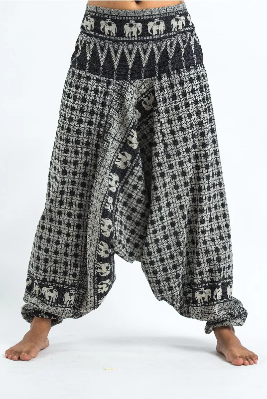 Special Savings Unisex Hill Tribe Elephants Harem Pants in Black