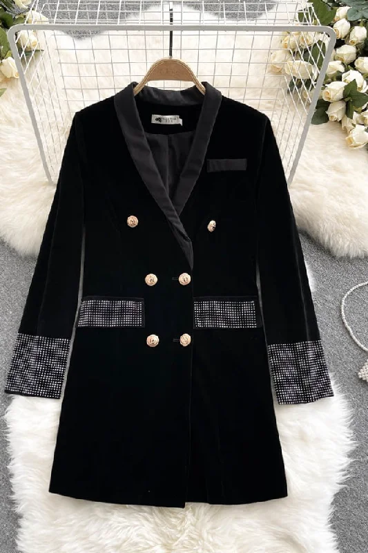 Can't Resist High end goddess suit collar velvet dress  1534