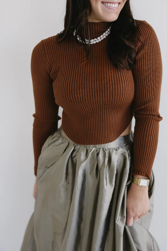 New Arrival Molly Mock Neck Top - Cognac