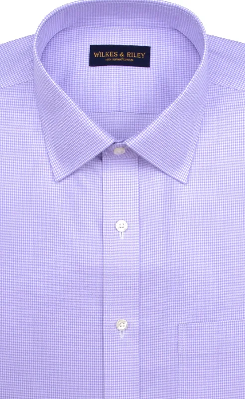 Tailored Fit Purple Houndstooth Spread Collar Supima® Cotton Non-Iron Twill Dress Shirt (B/T)