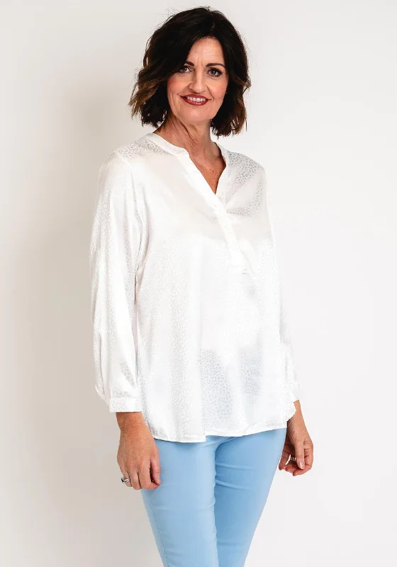 Special Savings Serafina Collection Curve Animal Print Satin Blouse, White