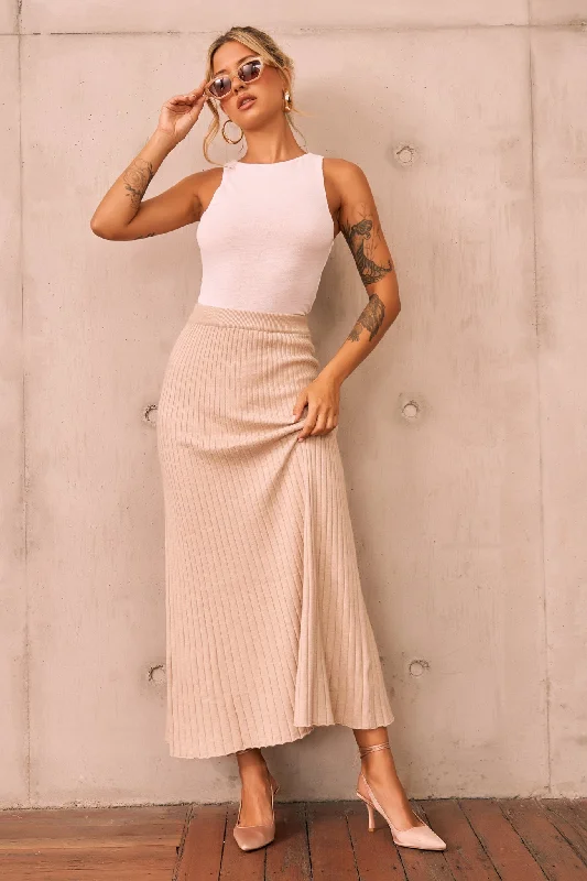 Quick Sale Join Us Knit Maxi Skirt - Sand