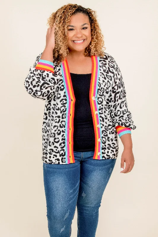 Epic Deals Sunshine And Fierce Cardigan, Leopard Multi