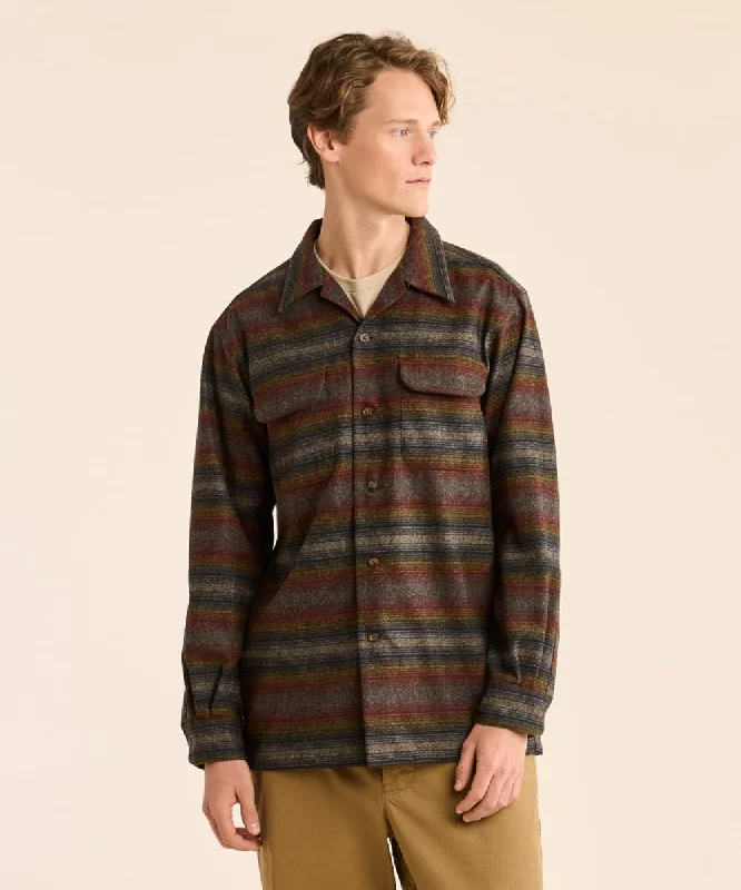 Pendleton Men's Wool Board Shirt - Brown Multi Ombre Stripe