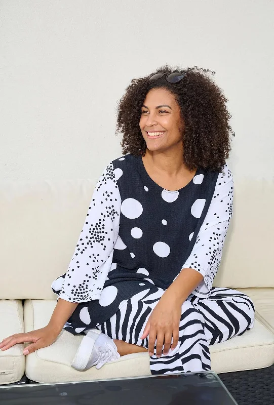 Weekend Specials to Indulge In Aprico Curve Bronx Polka Dot Tunic Top, Black