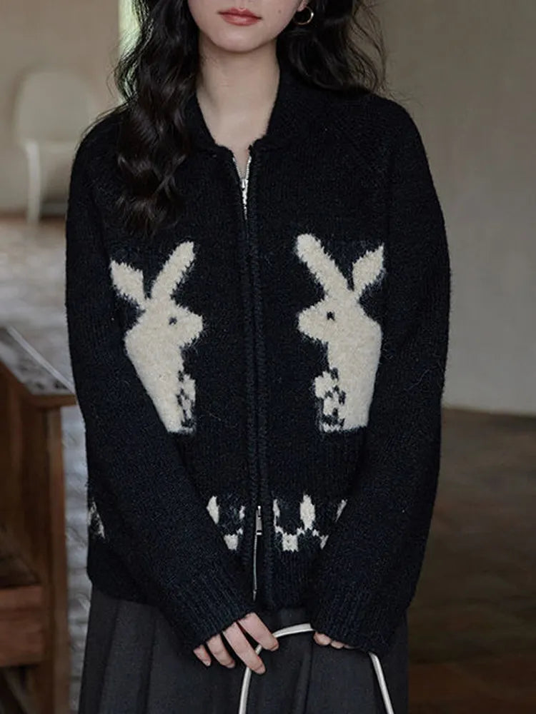 Price Blitz Rabbit Knitted Zip Cardigan