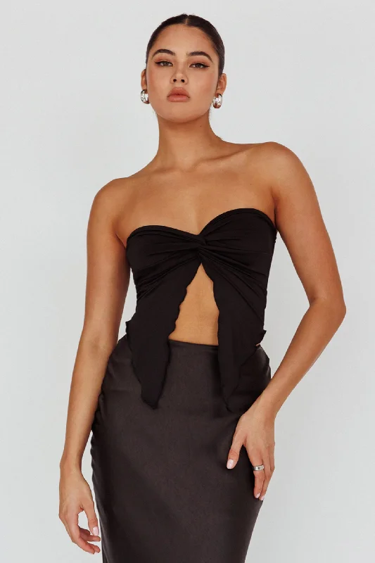 Bargain Bin Lulu Strapless Crop Top Black