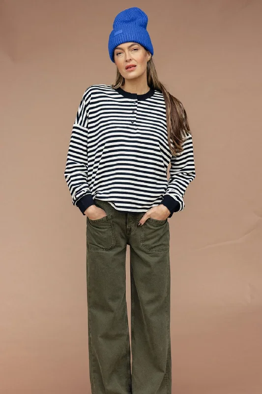 Weekend Deals That Sizzle Jaelyn Henley Striped Pullover