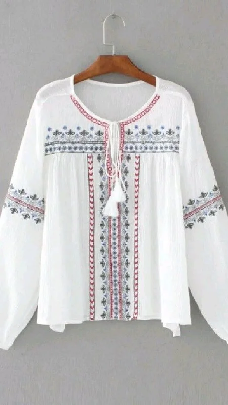 Weekend Savings Extravaganza Trendy White long top-tunics with embroidery work for women Weekend Savings Extravaganza Trendy White long top-tunics with embroidery work for women