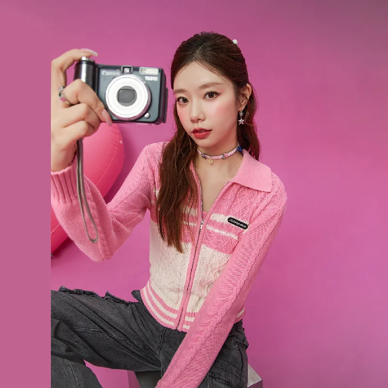 Deal Alert Color Matching Zip-Up Cardigan