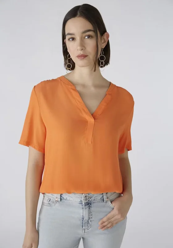 Best Choice Oui V Neck Top, Vermillion Orange