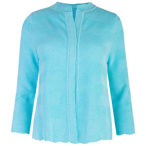 Special Buy Wavy Cotton Cardigan in Bright Turquoise
