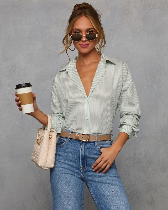 Low Prices Felina Striped Button Down Top