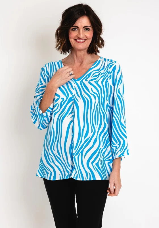 Stock Clearance Serafina Collection Animal Print Blouse, Blue