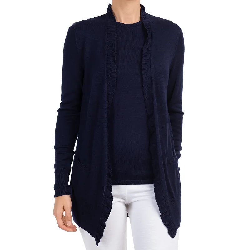 Quick Deals Silk Viscose Cardigan in Navy