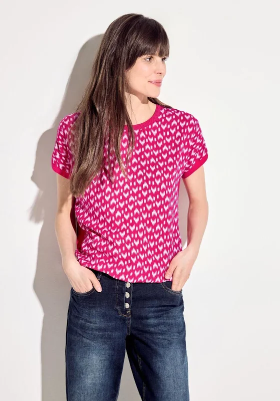 Special Savings Cecil Printed Mix Fabric Top, Pink Sorbet