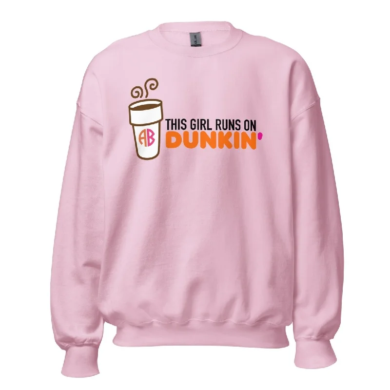 Quick Sale Initialed 'This Girl Runs On Dunkin' Crewneck Sweatshirt