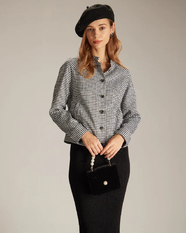 Fantastic Deals The Black Mock Neck Houndstooth Jacket