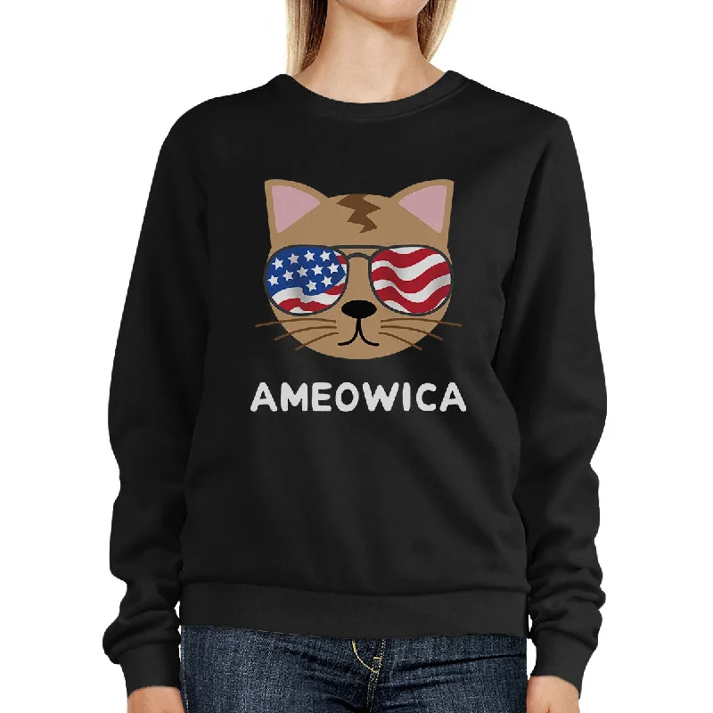 Ameowica Unisex Black Funny Design Sweatshirt Gift For Cat Lovers