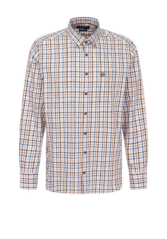 Bugatti Check Shirt, Brown Multi