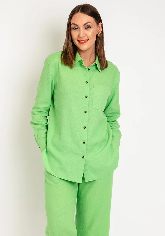 Weekend Savings Sensation Freequent Lava Linen Shirt, Bud Green