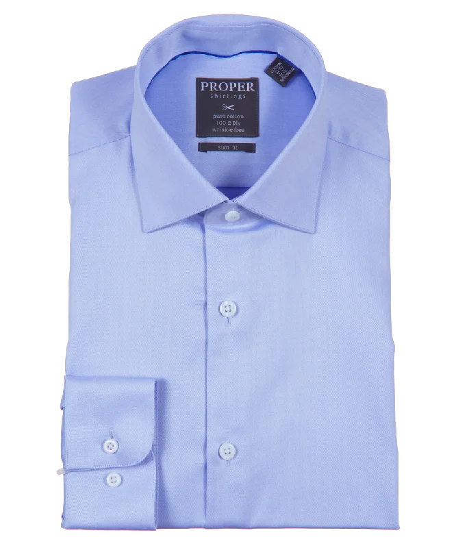 Solid Alaskan Blue Slim Fit Cotton Shirt