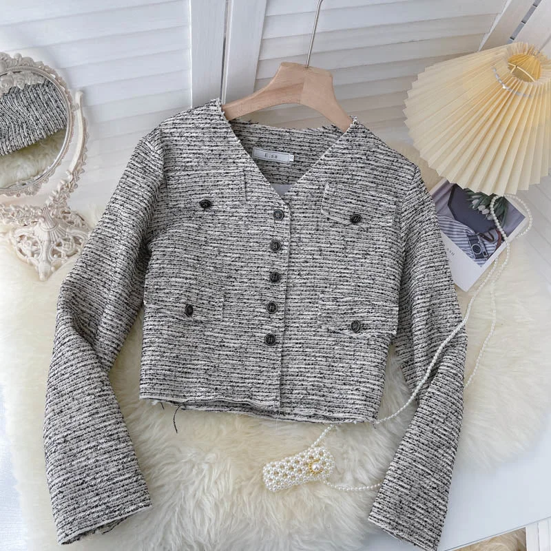 Special Buy Shoulder padded jacket women's autumn new versatile top  1551