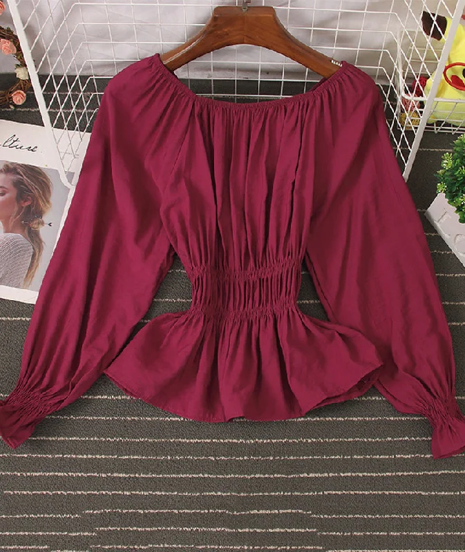 Super Discount Simple long-sleeved waist top  377