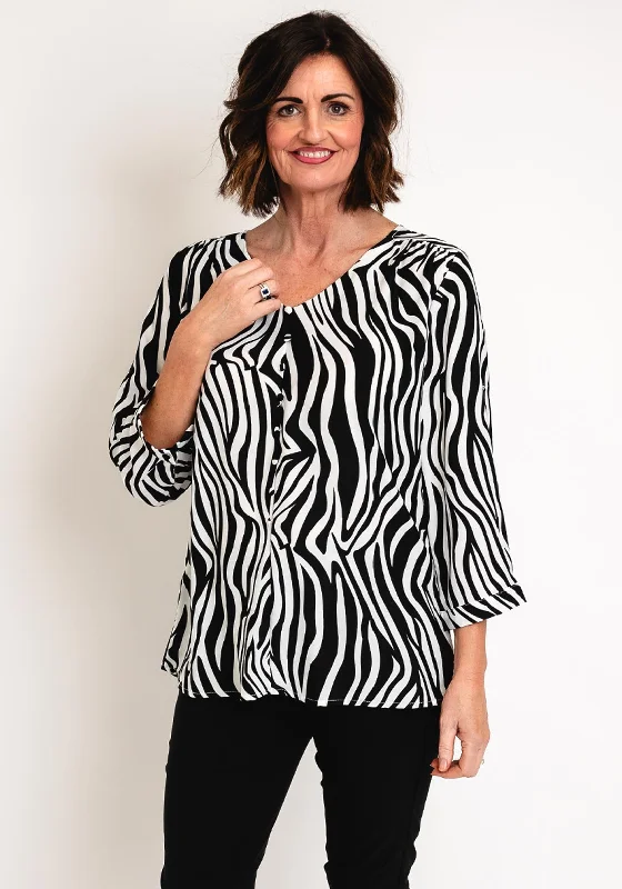 Sale Event Serafina Collection Animal Print Blouse, Black