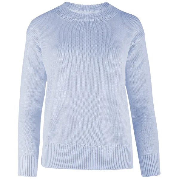 Extra Savings Oversized Round Neck Pullover in Light Blue