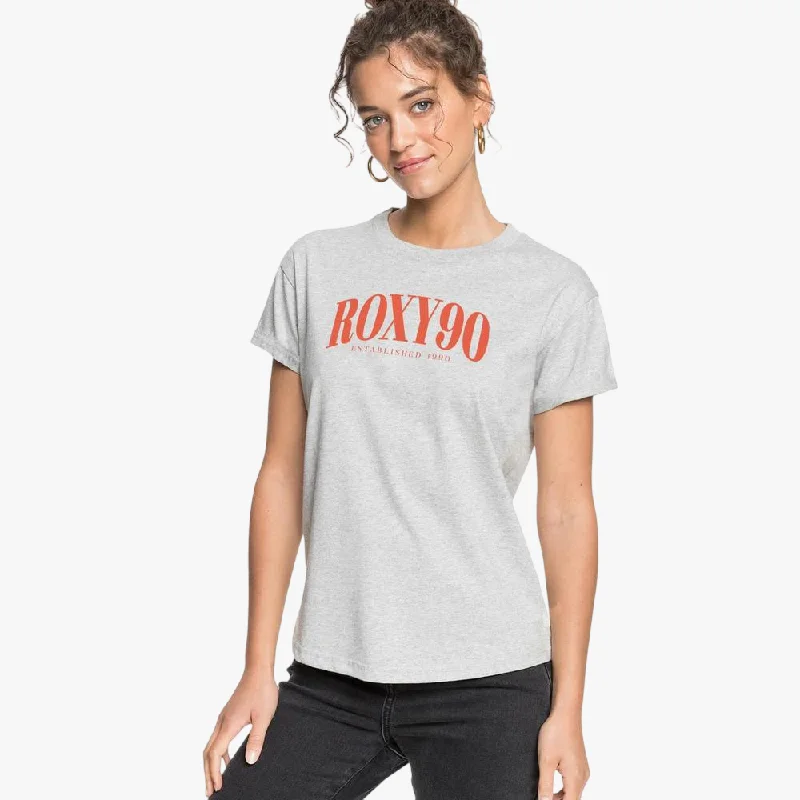 Closeout Sale Roxy Womens Surf Stoked Short Sleeve Tee Grey Mel