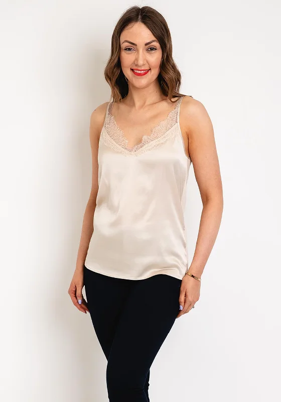 Clearance Sale Gerry Weber Satin Feel Lace Trim Cami Top, Beige